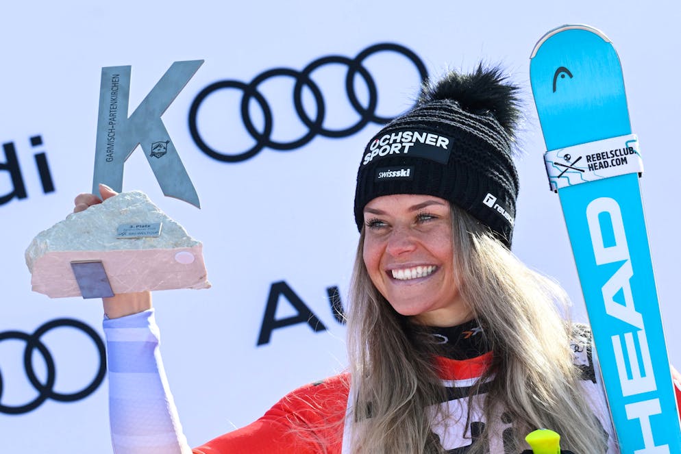 Corinne Suter a terminé troisième lors de la descente.