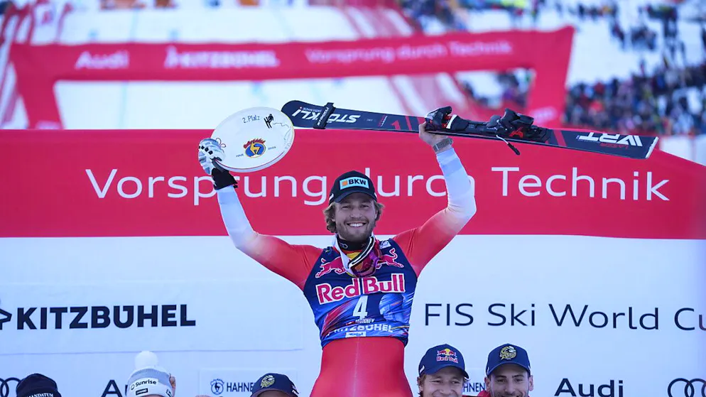 Alexis Monney heureux de sa deuxième place à Kitzbühel.