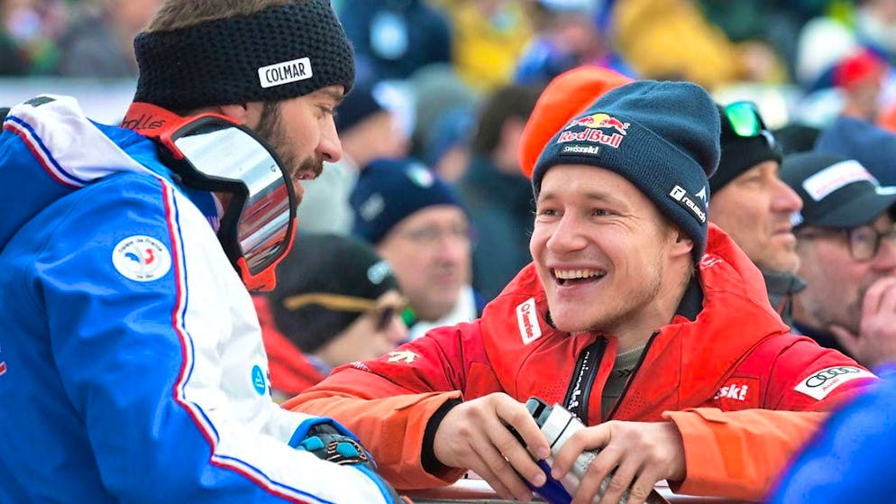 Odermatt's eighth downhill in Kitzbühel should bring the first victory - Gallery. Marco Odermatt finishes third in the first of two downhill races in January 2024, chatting with winner Cyprien Sarrazin at the finish line