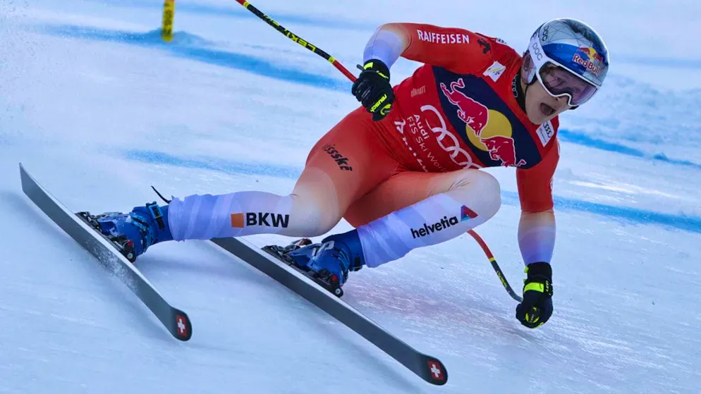 Marco Odermatt on his way to 6th place in the downhill on the Streif