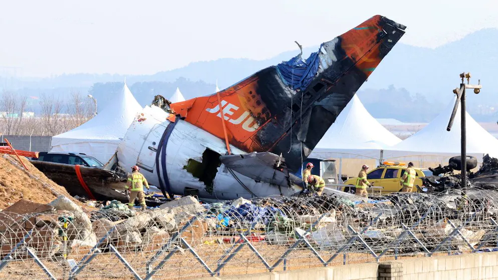 Das Wrack von Flug 7C2216 am Flughafen von Muan. (29. Dezember 2024)
