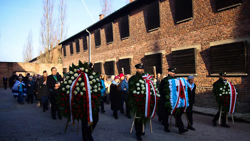 Gedenkveranstaltung im ehemaligen deutschen Konzentrations- und Vernichtungslager Auschwitz-Birkenau. Foto: Beata Zawrzel/ZUMA Press Wire/dpa