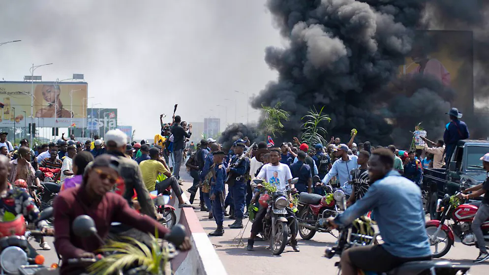 Proteste in Kinshasa. Foto: Samy Ntumba Shambuyi/AP/dpa