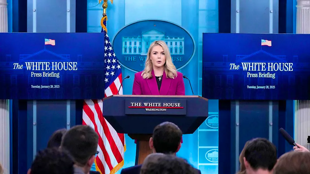 White House Press Secretary Karoline Leavitt speaks with reporters in the James Brady Press Briefing Room at the White House. Photo: Alex Brandon/AP/dpa