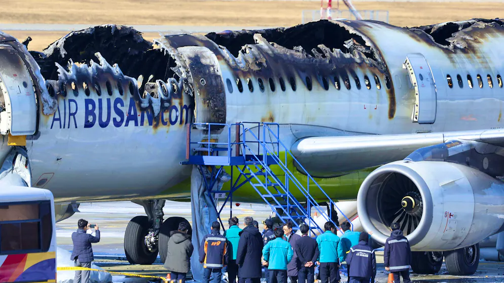 An Air Busan aircraft has almost completely burnt out. The cause is said to have been a power bank.