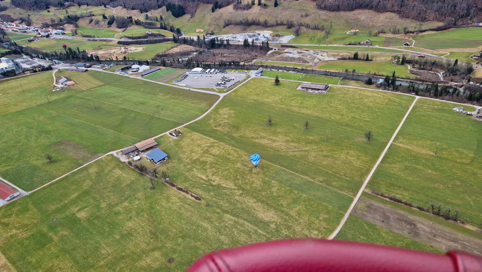 Ballons. Un autre ballon s'est posé dans un pré.