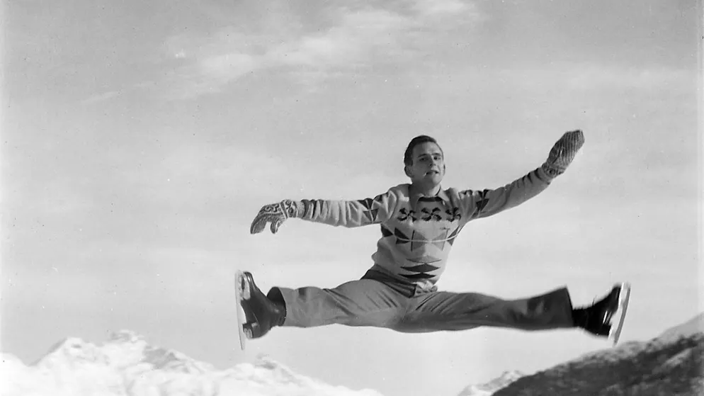 Erstes Olympiagold: Richard Button sichert sich bei den Olympischen Winterspielen in St. Moritz 1948 die Goldmedaille. Vier Jahre später doppelt er in Oslo nach