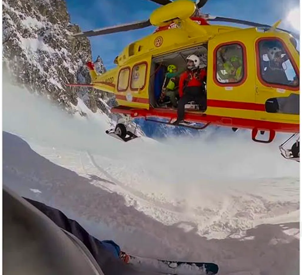 The avalanche victim was rescued from the mountain by helicopter.