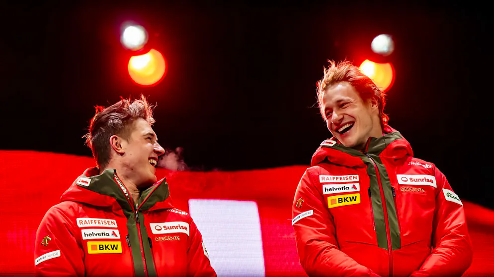 Zweimal breite Brust, einmal Hoffnung - Gallery. Marco Odermatt (rechts) und Franjo von Allmen haben zusammen mit Loïc Meillard und Alexis Monney bisher mehr Weltcup-Punkte gesammelt als zwei Dutzend Österreicher