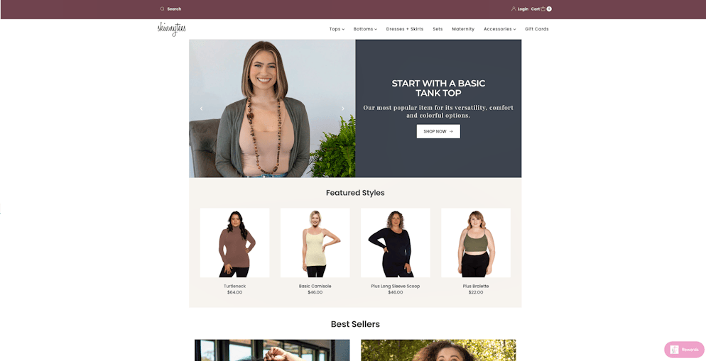 Die Website von Skinnytees.