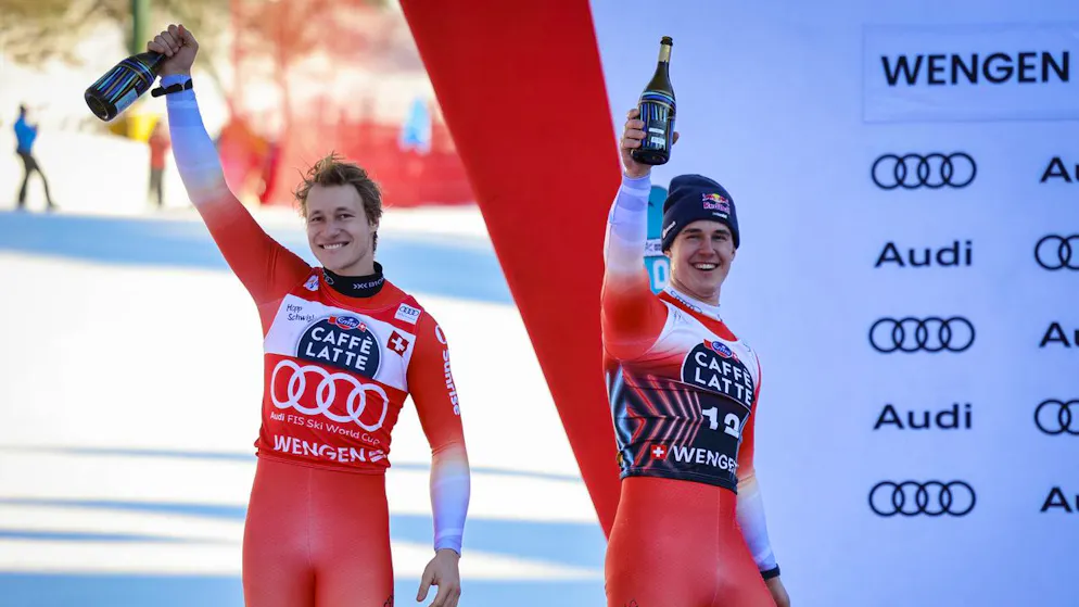 Marco Odermatt und Franjo von Allmen wollen auch in Saalbach die Korken knallen lassen.