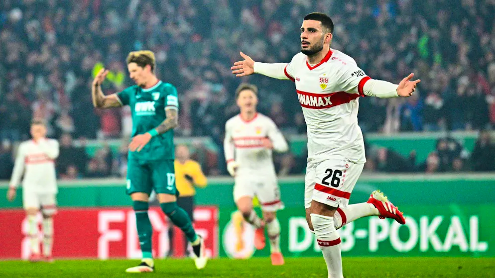 VfB Stuttgart defeats Augsburg to reach the semi-finals - Gallery. Deniz Undav puts VfB Stuttgart ahead.
