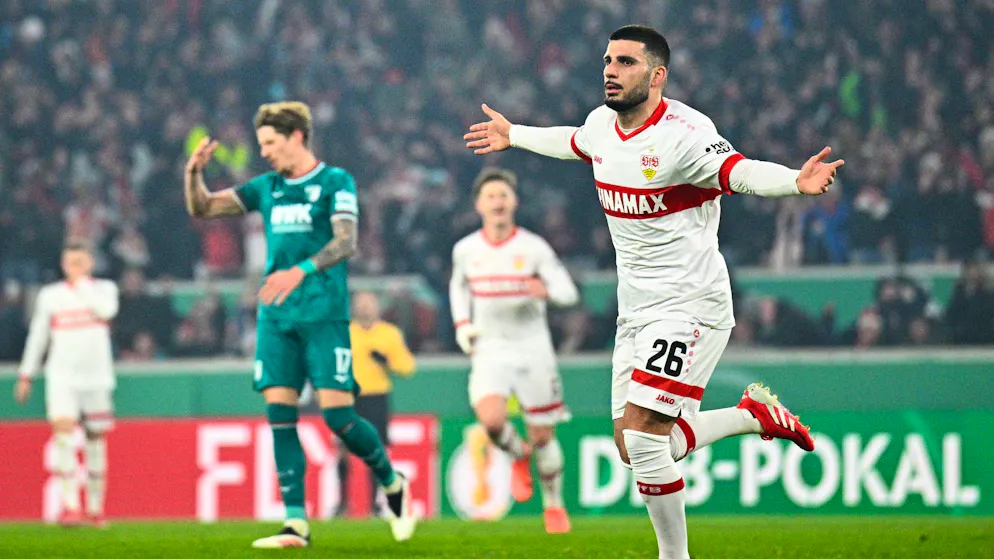 VfB Stuttgart bezwingt Augsburg und steht im Halbfinale - Gallery. Deniz Undav brachte den VfB Stuttgart in Führung.
