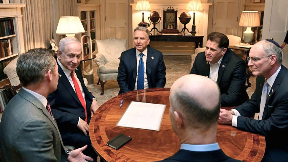 HANDOUT - Israelischer Premierminister Netanjahu in Washington. Foto: Avi Ohayon/GPO/dpa - Nutzung nur nach vertraglicher Vereinbarung