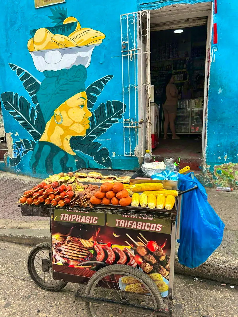 Cartagena. Street food can be found on every corner. Typical stall in Cartagena.