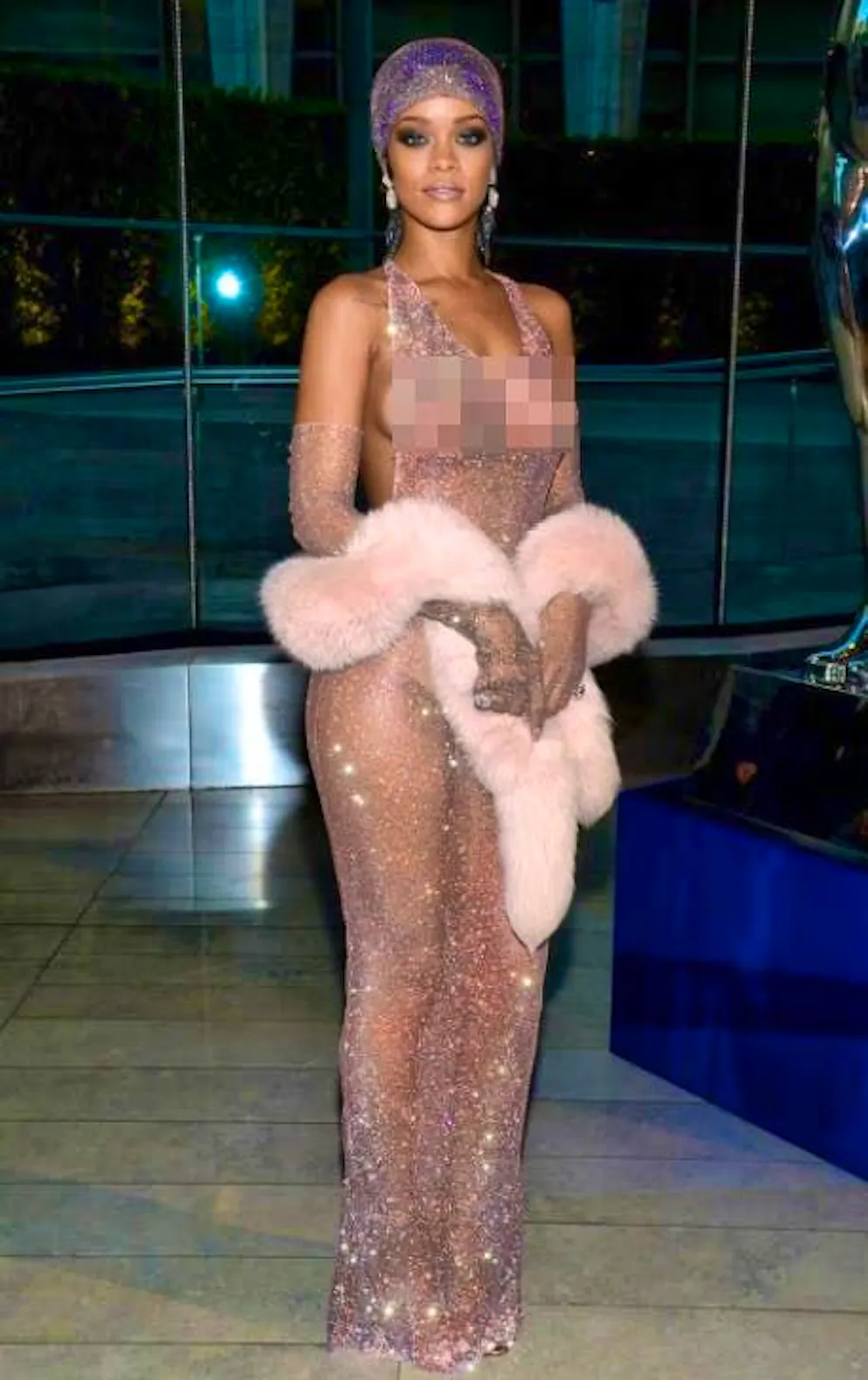 At the CFDA Fashion Awards, Rihanna appeared in a glittering dress that revealed a lot. 