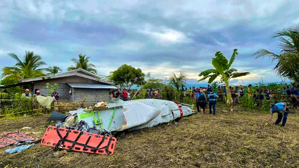 Wreckage of an airplane lies in the Philippine province of Maguindanao del Sur. Photo: Sam Mala/Sam Mala/AP/dpa