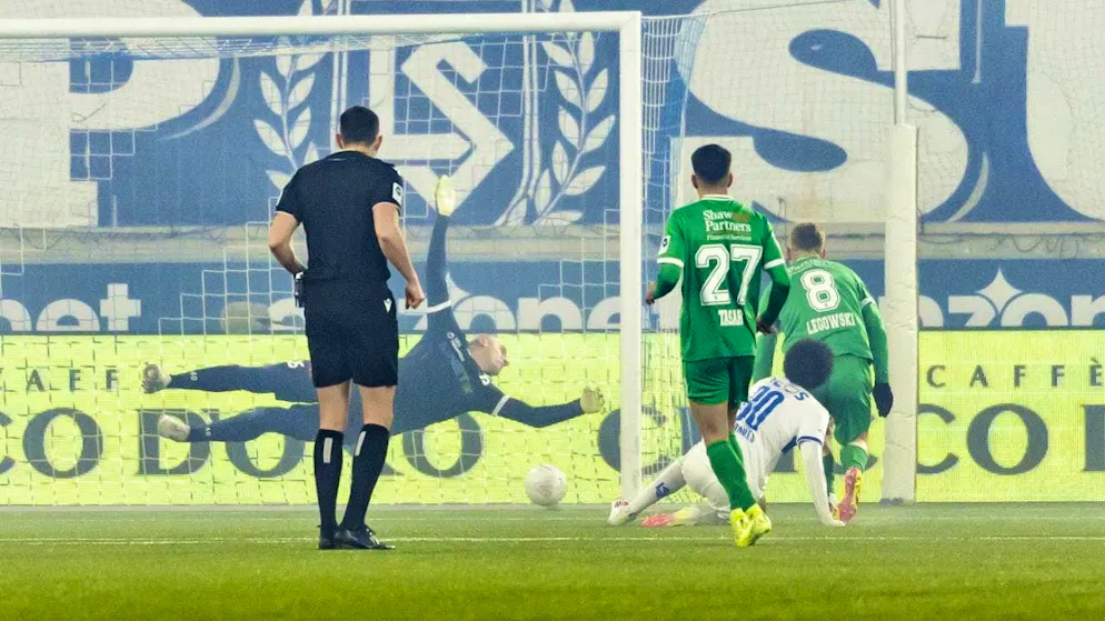 After dancing in the penalty area, Alvyn Sanches sees his finish find the net to make it 2-0