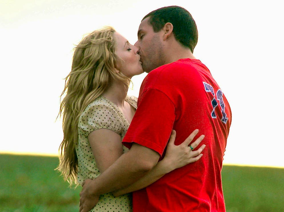 Drew Barrymore thinks she has the best chemistry on camera with her filming partner Adam Sandler. This kissing scene between the two can be seen in the movie "50 First Dates".