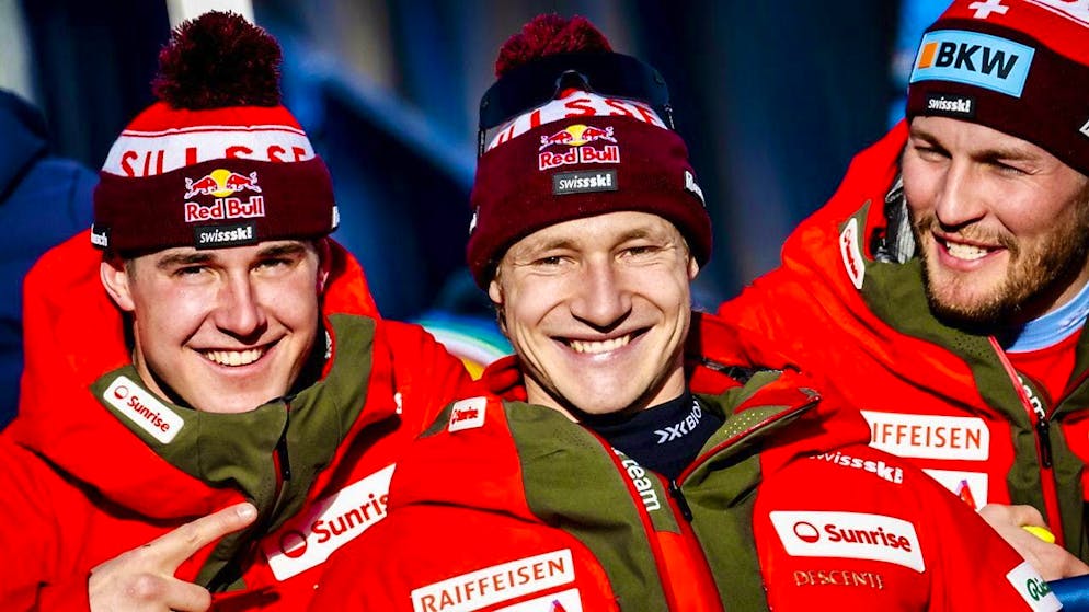 Three of the Swiss trump cards (from left): Franjo von Allmen, Marco Odermatt, Alexis Monney.