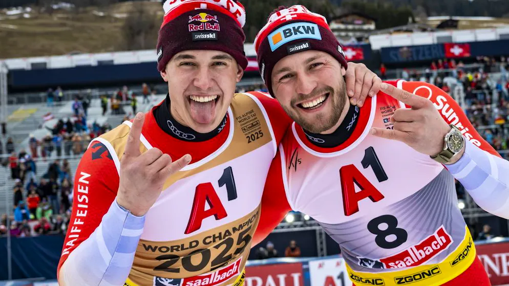 Swiss ski festival in the World Championship downhill. Von Allmen takes gold - Monney skis to bronze