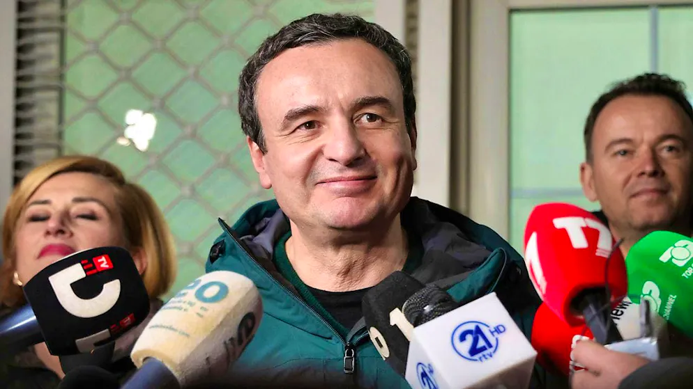 Kosovo's Prime Minister Albin Kurti makes a statement after the results of the parliamentary elections in Pristina. Photo: Vlasov Sulaj/AP/dpa