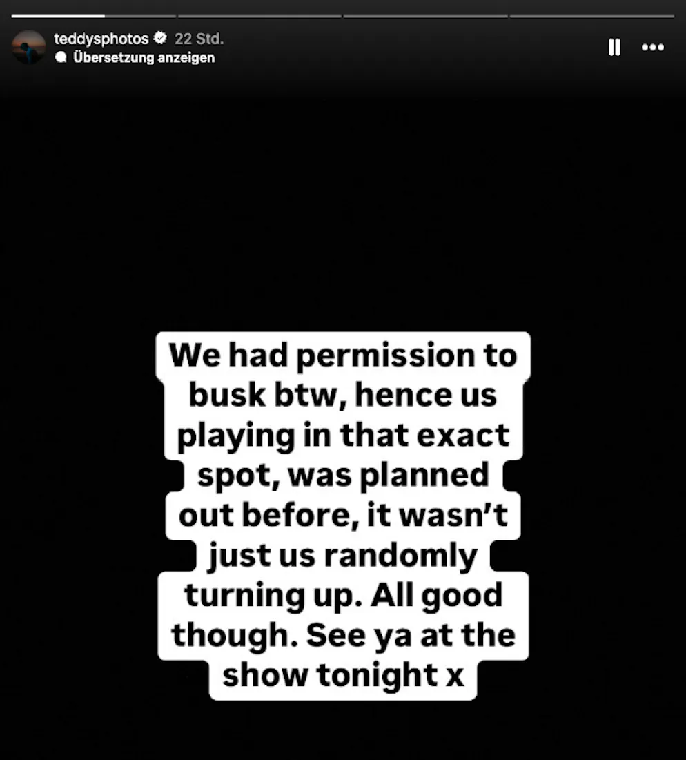 Auf Instagram nahm Ed Sheeran Stellung zum abgebrochenen Strassenkonzert. Angeblich hätte der Musiker eine Bewilligung gehabt.