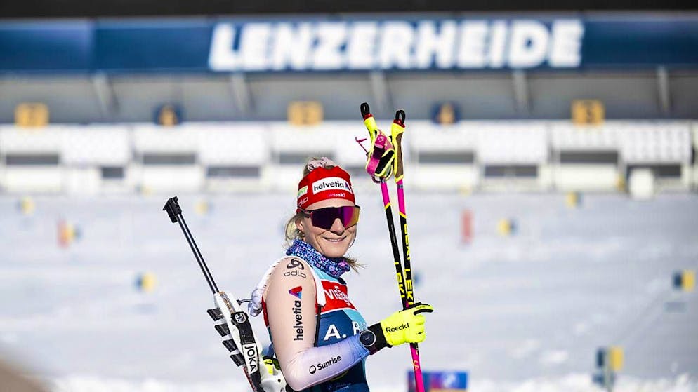 Amy Baserga, one of Switzerland's trump cards, on Monday during training for the home World Championships in Lenzerheide
