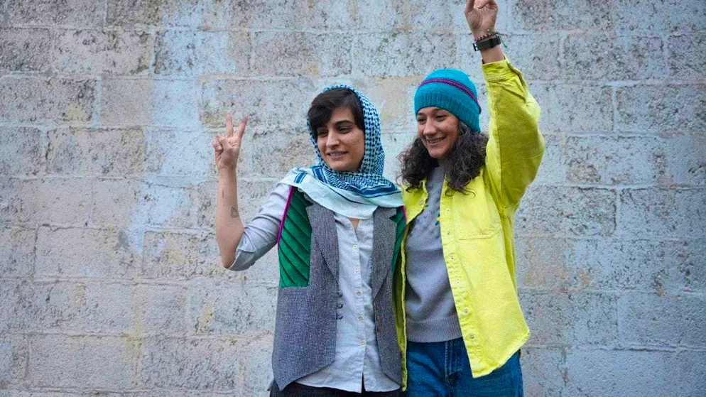 ARCHIVE - Iranian journalists Nilufar Hamedi (r) and Elaheh Mohammadi (archive photo). Photo: Sahand Taki/Shargh Daily News/AP/dpa