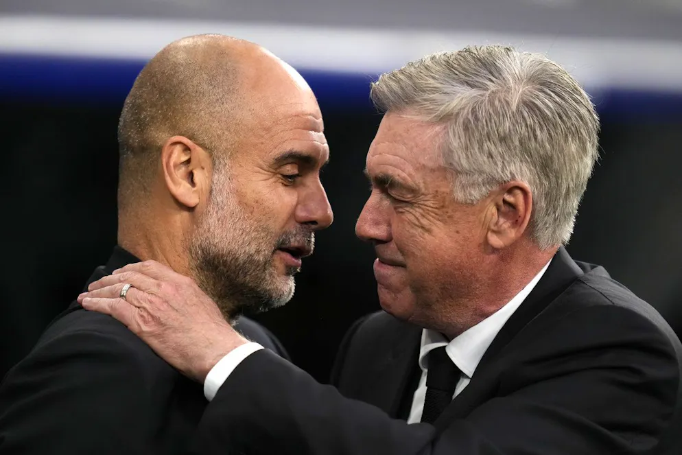 Carlo Ancelotti (à droite) craint Pep Guardiola et ses idées.