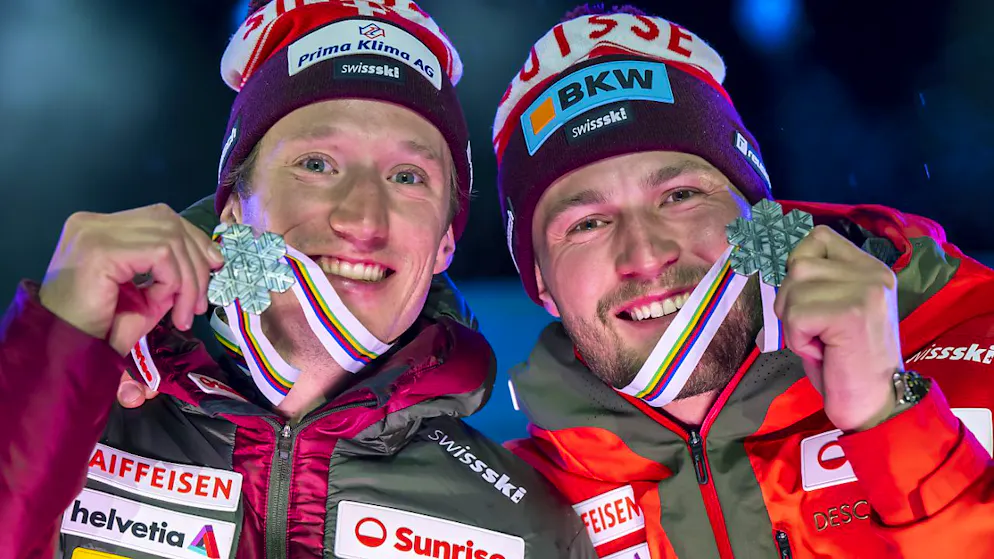 Schweizer zelebrieren ihre Festspiele an der WM in Saalbach - Gallery. Silber sichern sich Tanguy Nef (links) und Alexis Monney