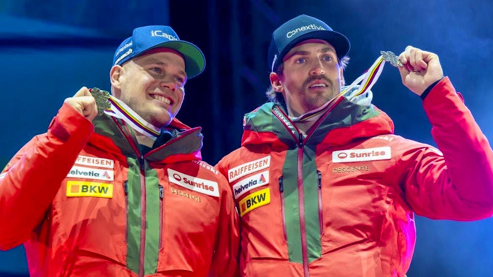 Great satisfaction: Stefan Rogentin (left) and Marc Rochat win bronze in the combined team event