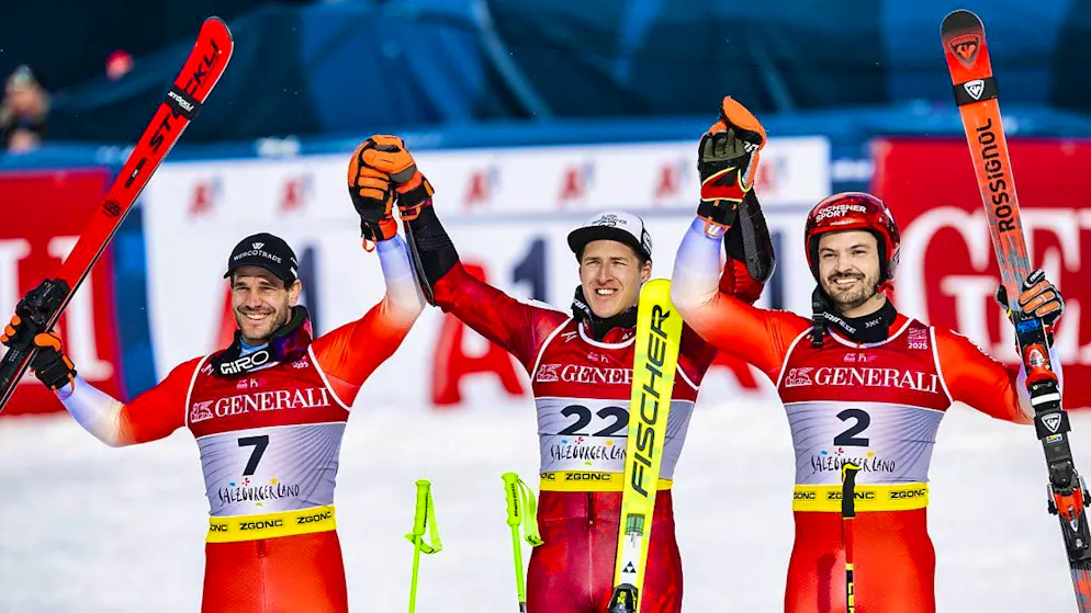 Only the surprising Haaser better than the Swiss trio - Gallery. The top three (from left): Thomas Tumler, Raphael Haaser, Loïc Meillard