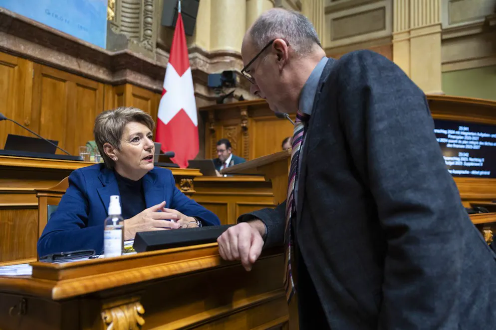 Diskutieren vielleicht bald gemeinsam im Bundesrat: Finanzministerin Karin Keller-Sutter und Markus Ritter.