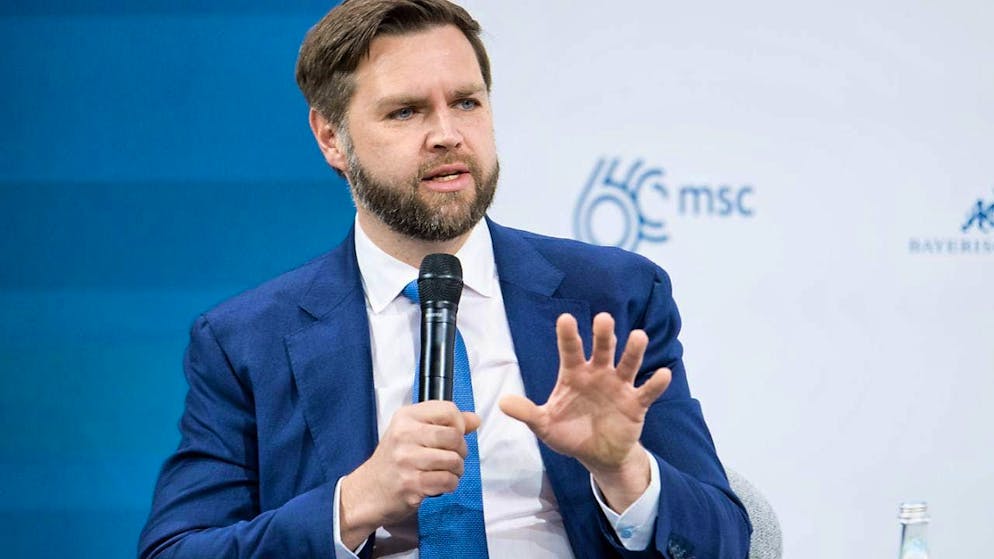ARCHIVE - J.D. Vance, US Senator, pictured on the last day of the 60th Munich Security Conference (MSC) at the Hotel Bayerischer Hof. Photo: Tobias Hase/dpa