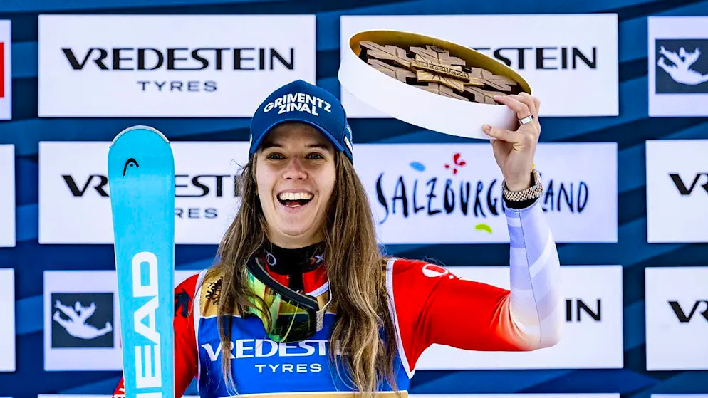Camille Rast - the first Swiss slalom world champion in 34 years and Vreni Schneider
