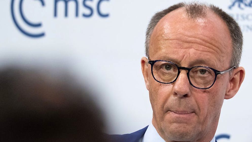 Friedrich Merz, Unions-Kanzlerkandidat und CDU-Bundesvorsitzender, spricht während der 61. Münchner Sicherheitskonferenz (MSC). Foto: Boris Roessler/dpa