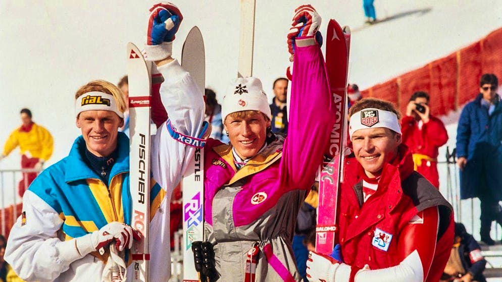 Alpine Director Flatscher raises his warning finger despite dominance - Gallery. Pirmin Zurbriggen (center) and his teammates win 14 medals in Crans-Montana in 1987