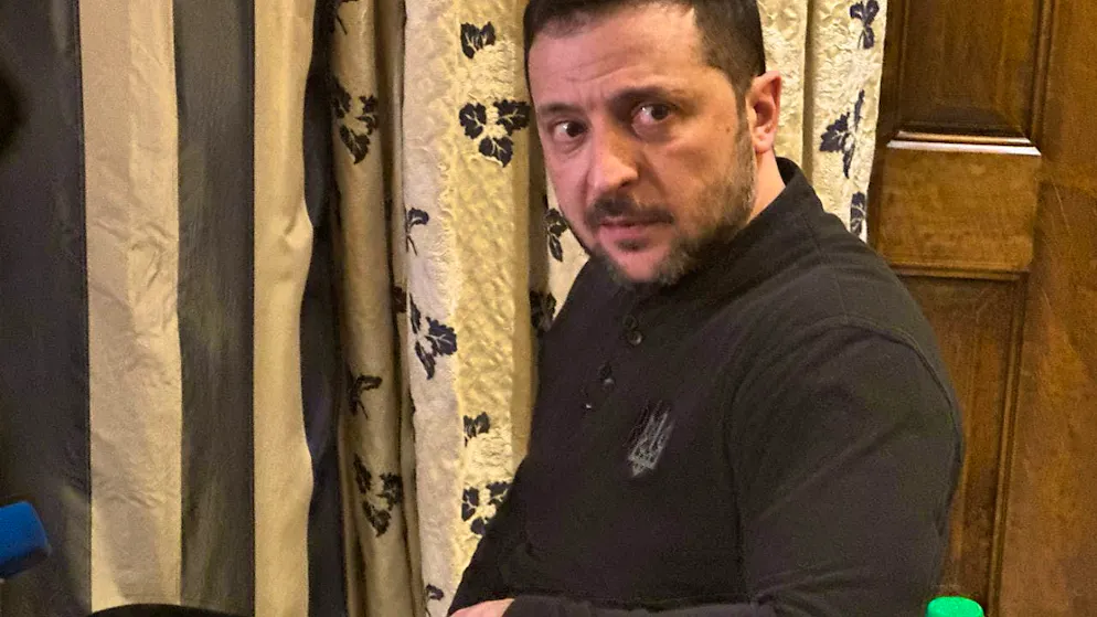 Volodymyr Zelensky, President of Ukraine, speaks at a press conference at the 61st Munich Security Conference (MSC). Photo: Michael Fischer/dpa