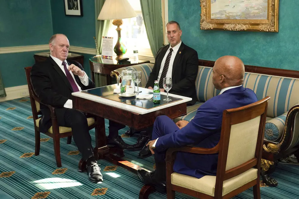 Eric Adams trifft sich am 12. Dezember im Weissen Haus mit «Borderzar» Tom Homan (links) und Kenneth Genalo vom Heimatschutzministerium. 