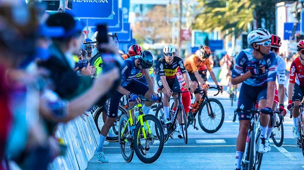 Chaos on the supposed finishing straight of stage 1 of the Tour of the Algarve.