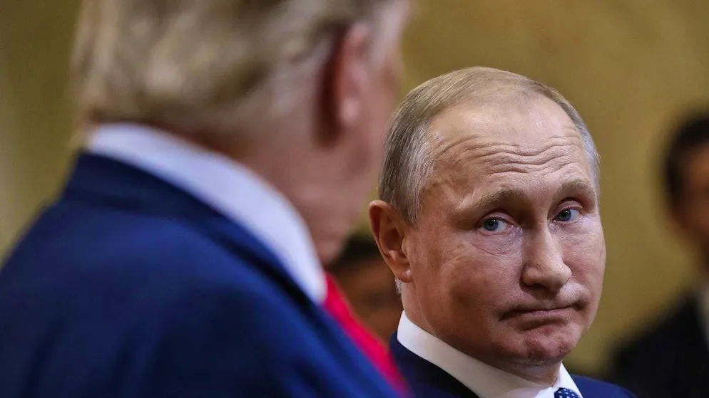 Confusing "psychobabble". Donald Trump (left) and Vladimir Putin in Helsinki in July 2018.