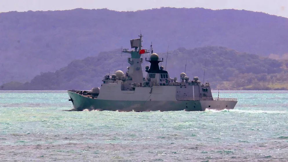 HANDOUT - The People's Liberation Army frigate Hengyang sails in the Torres Strait off the Australian coast. Photo: Uncredited/Royal Australian Navy/ADF/AP/dpa - ATTENTION: For editorial use only in connection with reporting and only with full attribution to the above credit