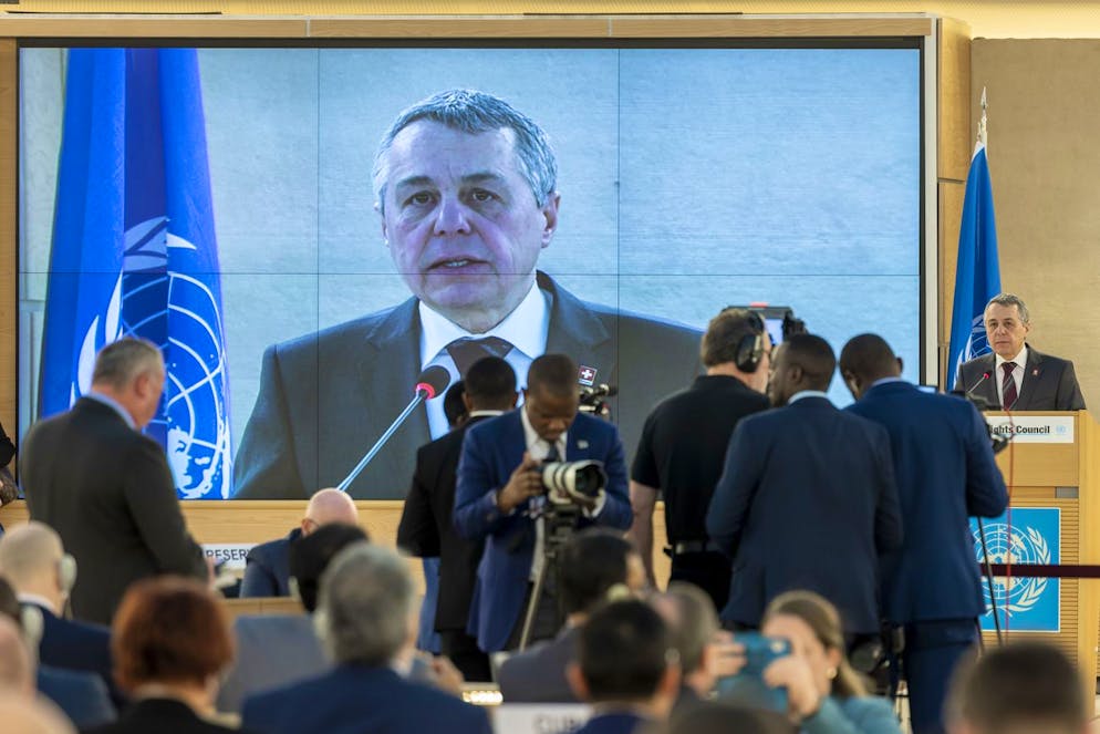 Ignazio Cassis bei der heutigen Sitzung des US-Menschenrechtsrats.