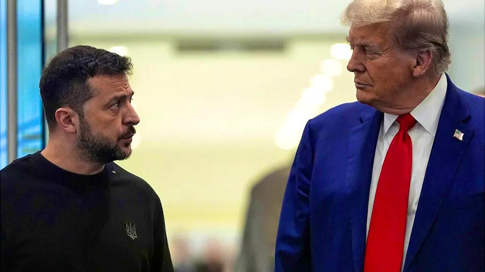 ARCHIVE - Republican presidential candidate and former President Donald Trump (r) meets Volodymyr Zelensky, President of Ukraine, at Trump Tower. Photo: Julia Demaree Nikhinson/AP/dpa