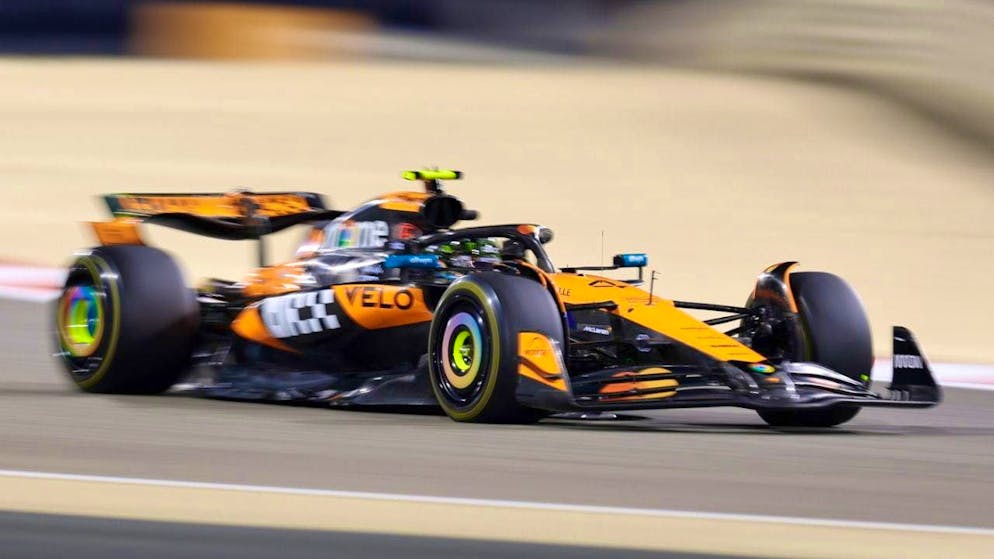 Lando Norris in the McLaren set the fastest lap on the first day of testing