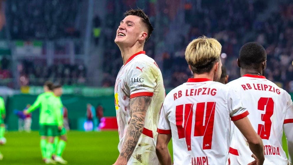 Leipzig's scorer Benjamin Sesko after his converted penalty