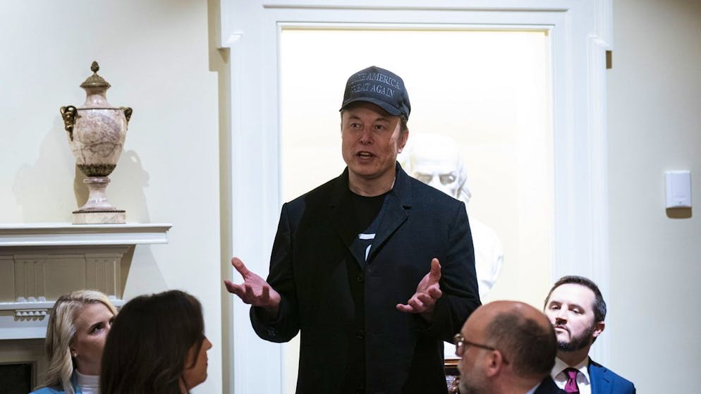 Nicht Tech-Milliardär Elon Musk – hier am Mittwoch bei seiner ersten Kabinettssitzung im Weissen Haus – soll DOGE leiten, sondern eine gewisse Amy Gleason. «Weiss sie von ihrer Berufung?», spottet das Internet. Bei der Sitzung im Weissen Haus war sie jedenfalls nicht dabei.