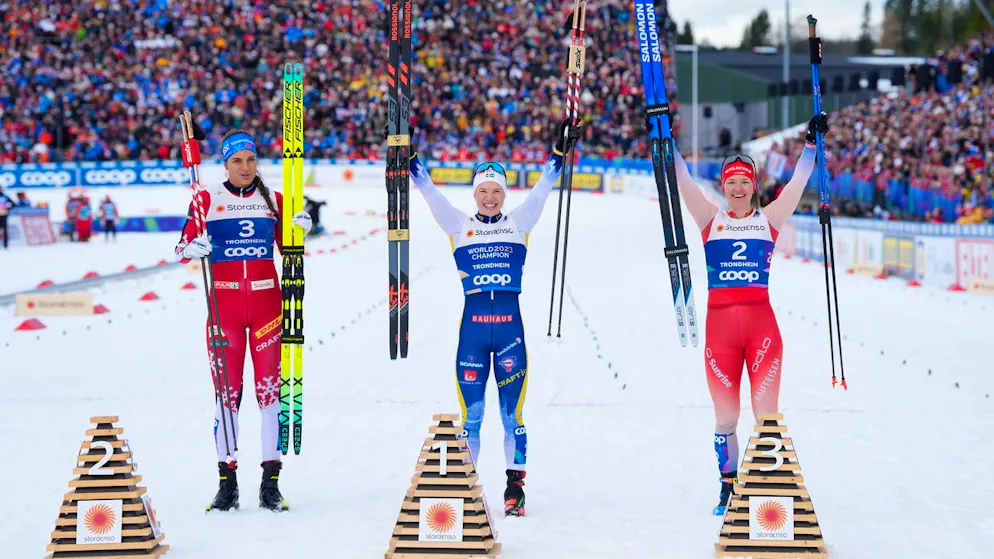 Bronze im Skating-Sprint: Nadine Fändrich (rechts) läutet die Nordisch-WM in Trondheim mit einer Schweizer Medaille ein