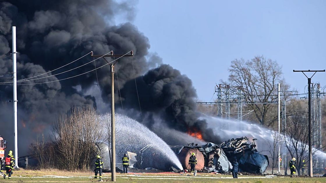 Freight train carrying toxic benzene catches fire in the Czech Republic